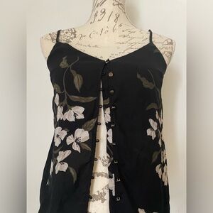 Dynamite Black Floral Camisole with Cream Flowers